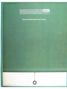Print Ad Mead Papers Moistrite Window Shade Glare Reduction Ad Vintage 1966